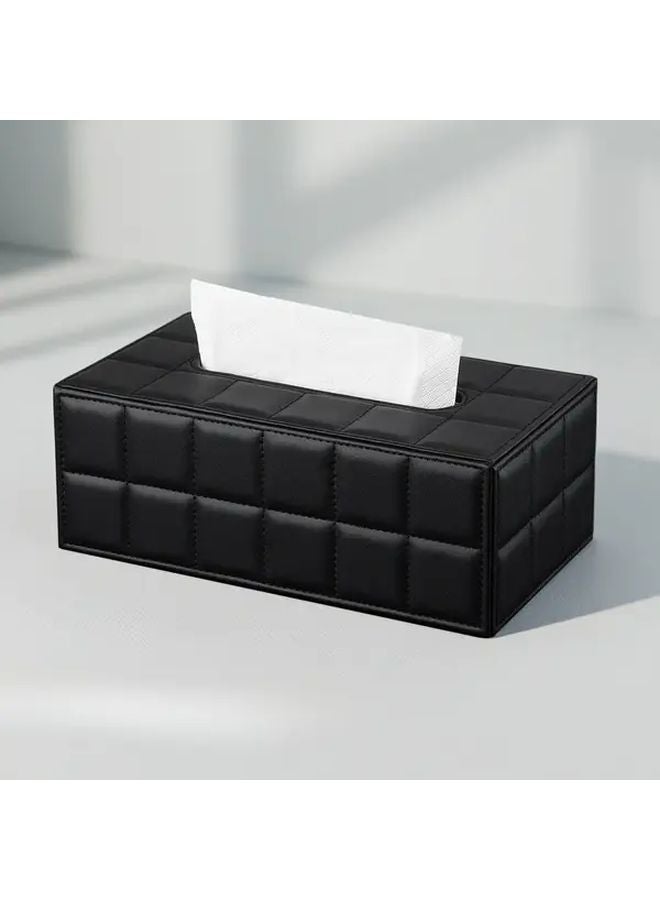 صندوق مناديل من الجلد الأسود بغطاء ذهبي، تخزين أنيق للمنزل والفندق والمنتجعات الصحية وبجانب السرير - Image 2